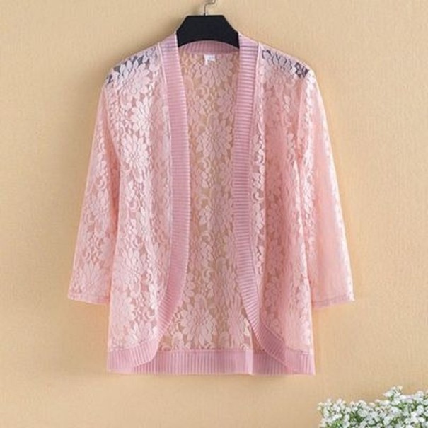 Dámský krajkový cardigan P1760 růžová XL