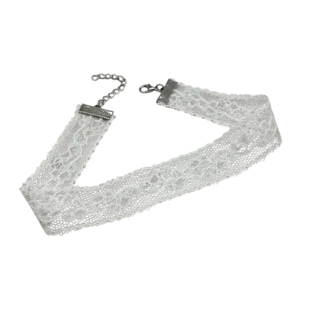 Dámský krajkový choker s elegantním zapínáním, černý design, lehký a pohodlný doplněk vhodný pro každodenní a večerní nošení bílá