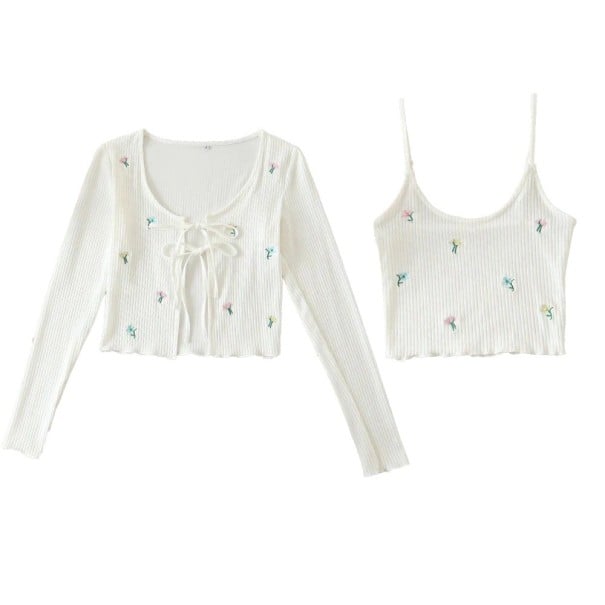 Dámský krátký svetr a crop top bílá XS