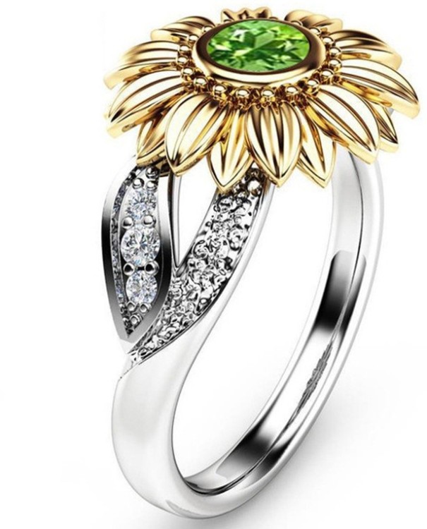 Dámsky krištáľový prsteň v tvare kvety J3200 svetlo zelená 12