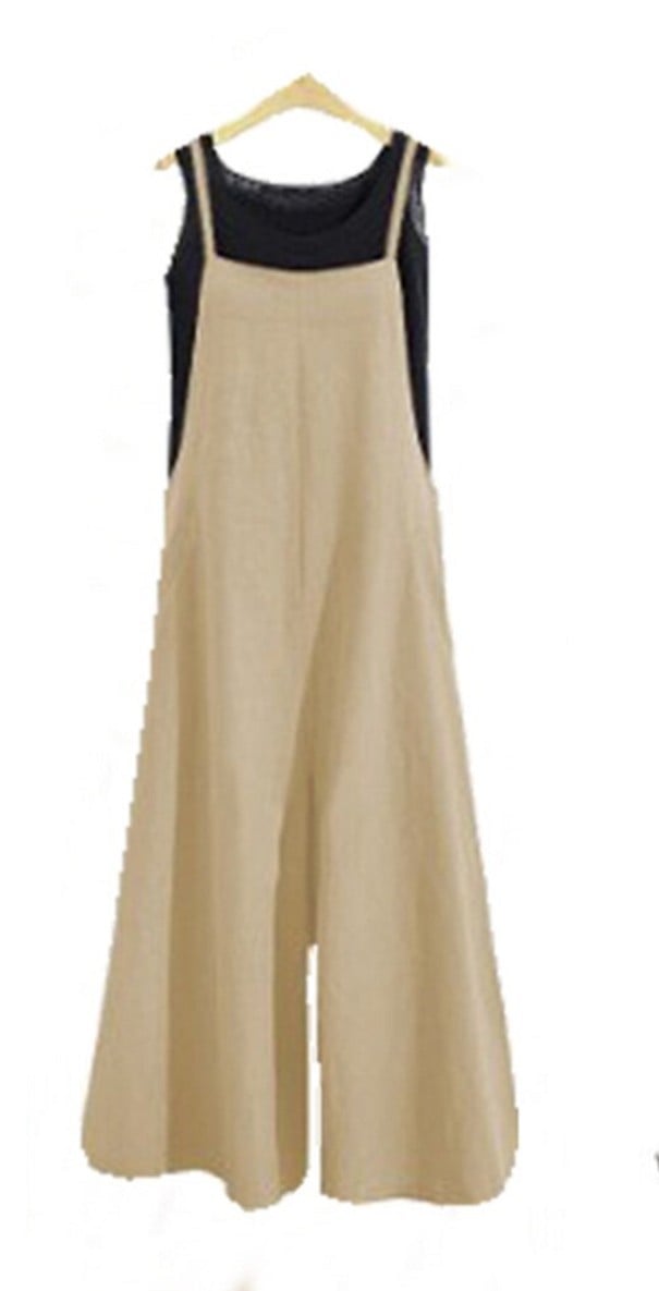Dámsky letný overal na ramienka béžová L