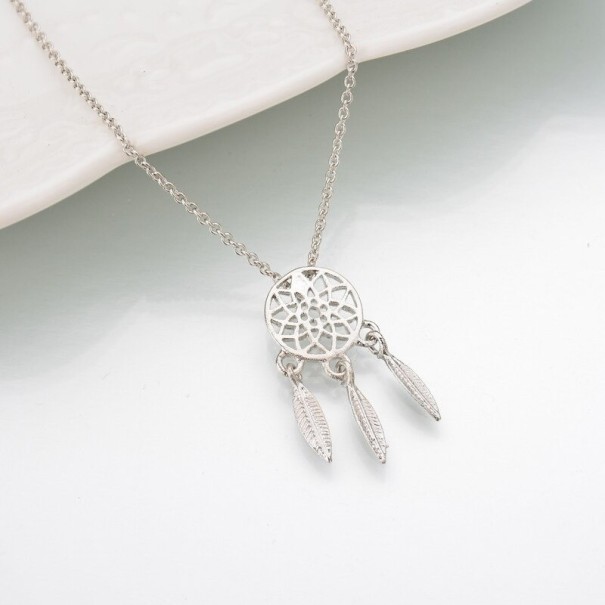 Dámský náhrdelník s lapačem snů D398 stříbrná