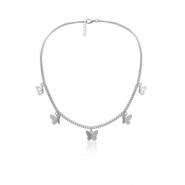 Dámský náhrdelník s motýly G714 stříbrná