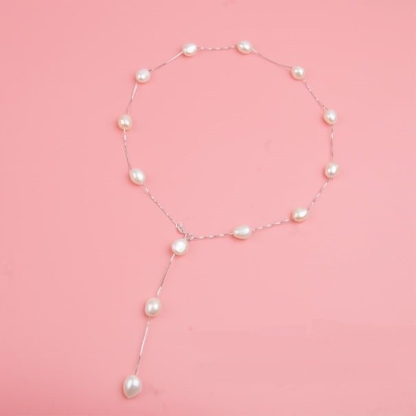 Dámský náhrdelník s perlami bílá 45 cm