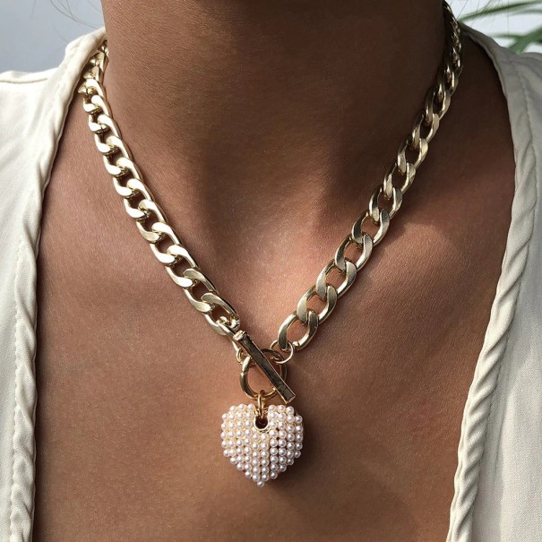 Dámský náhrdelník s perlovým srdcem D294 1