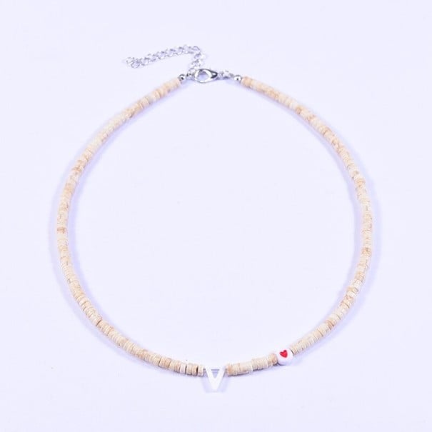 Dámský náhrdelník s písmenem D226 bílá X