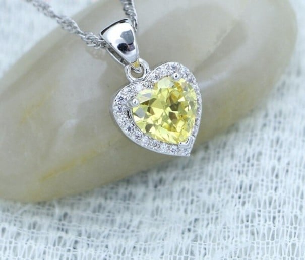 Dámský náhrdelník se srdcem D501 žlutá