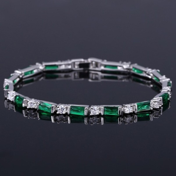 Dámský náramek s kamínky P207 zelená