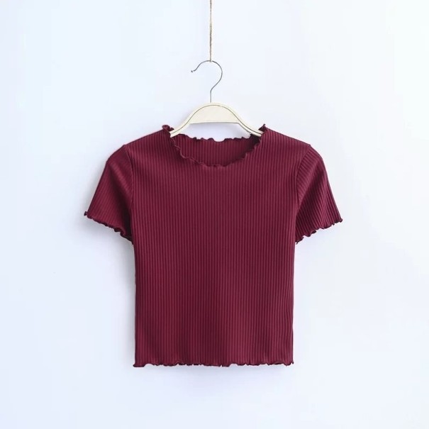 Dámský nařasený crop top vínová M