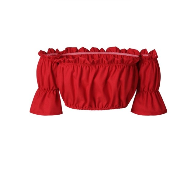 Dámsky nariasený crop top A1079 červená M