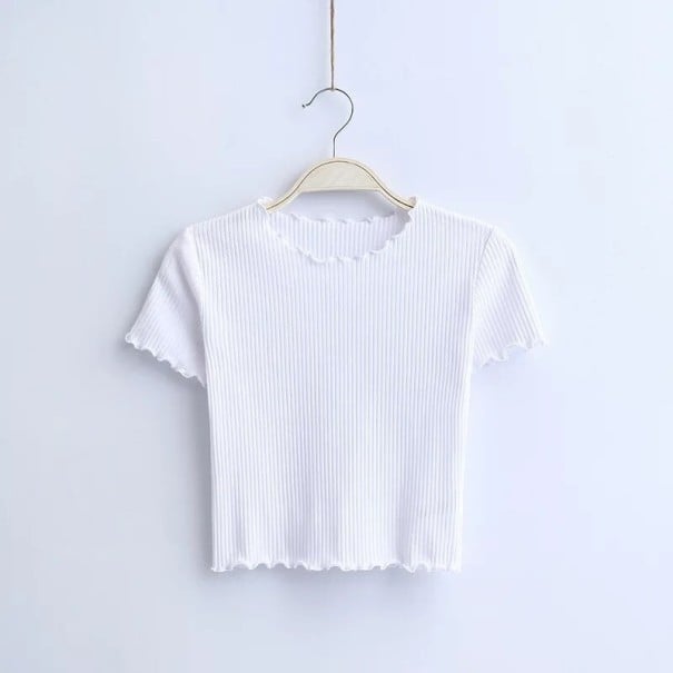 Dámsky nariasený crop top biela S