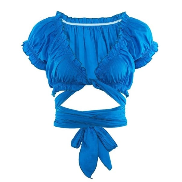 Dámsky nariasený crop top na zaväzovanie M