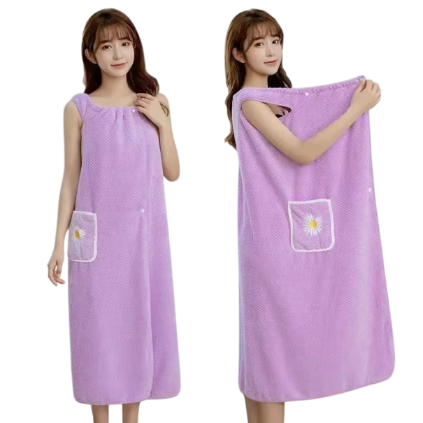 Dámský nositelný koupelnový ručník zavinovací rychleschnoucí savý L 60–80 kg polyester více barev pro domácnost po koupeli fialová
