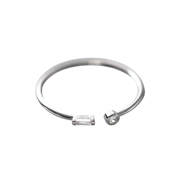 Dámský otevřený prstýnek 1 mm Nastavitelná velikost Kamínek 2 mm Elegantní tenký prsten pro ženy minimalistický jemný šperk stříbrná