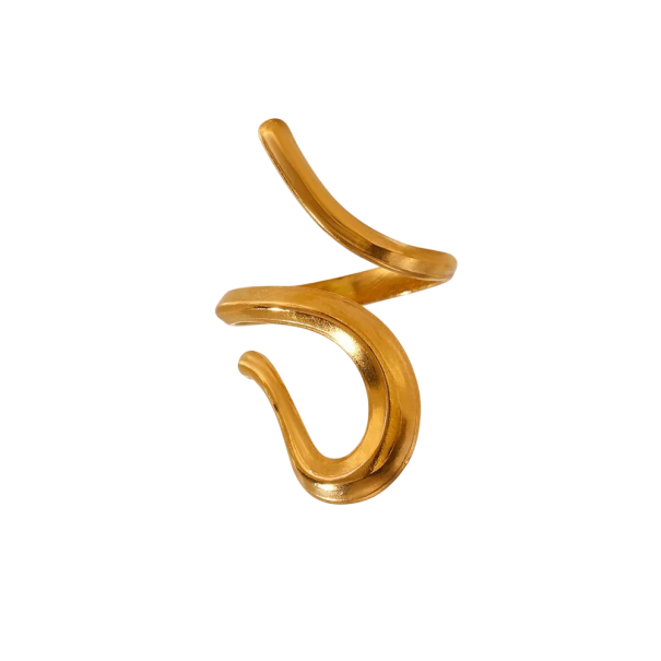 Dámský otevřený prstýnek Univerzální Nerezová ocel Moderní minimalistický design Nastavitelná velikost Abstraktní linie Elegantní šperk zlatá