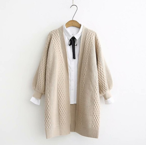 Dámsky pletený cardigan A2156 béžová