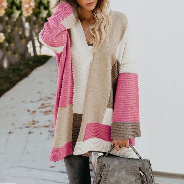 Dámský pletený cardigan A2337 růžová M
