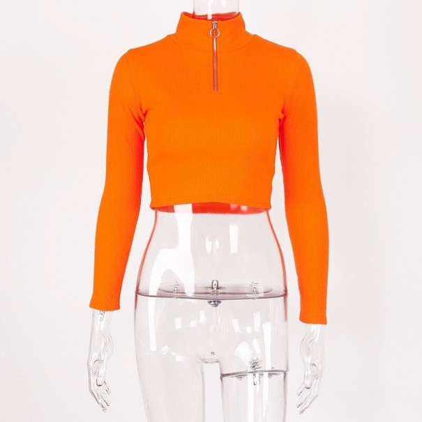Dámsky pletený crop top A2178 oranžová L