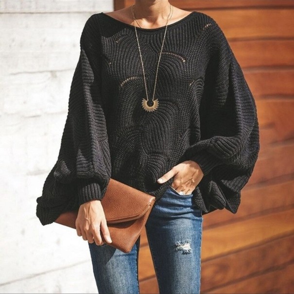 Dámsky pletený sveter G324 čierna 3XL