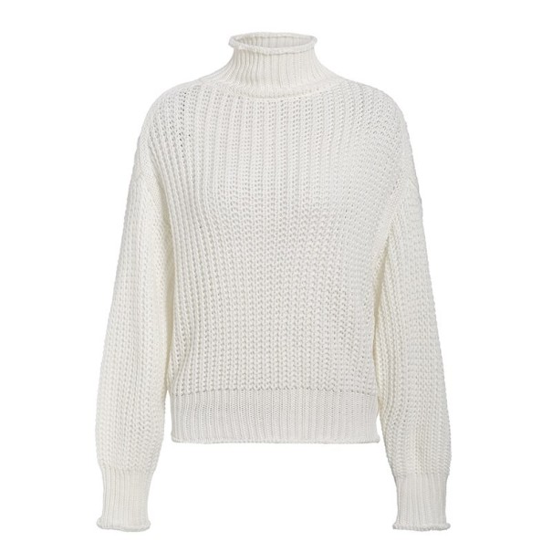 Dámsky pletený sveter s rolákom biela