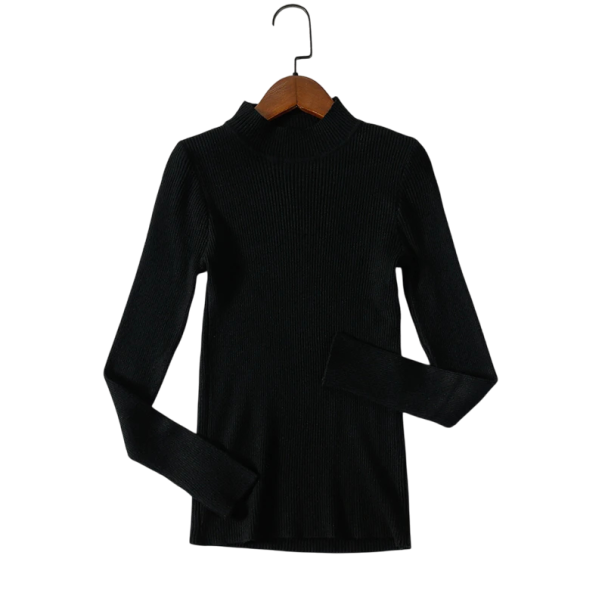 Dámsky pletený sveter z bavlny a akrylu s výstrihom do O Elegantný jednobarevný sveter s dlhým rukávom Univerzálna veľkosť pre každodenné nosenie čierna