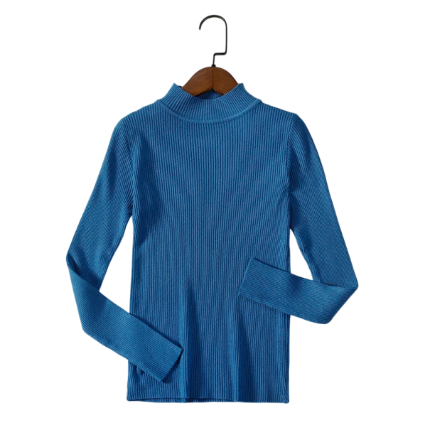 Dámský pletený svetr z bavlny a akrylu s výstřihem do O Elegantní jednobarevný svetr s dlouhým rukávem Univerzální velikost pro každodenní nošení tmavě modrá