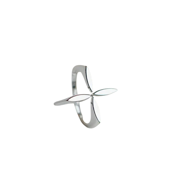 Dámský prsten Nastavitelná velikost Otevřený křížový květinový motiv Minimalistický jemný elegantní prstýnek šperk pro každodenní nošení 1