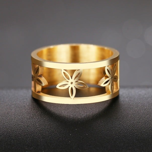 Dámský prstýnek s květinami D2942 zlatá 9
