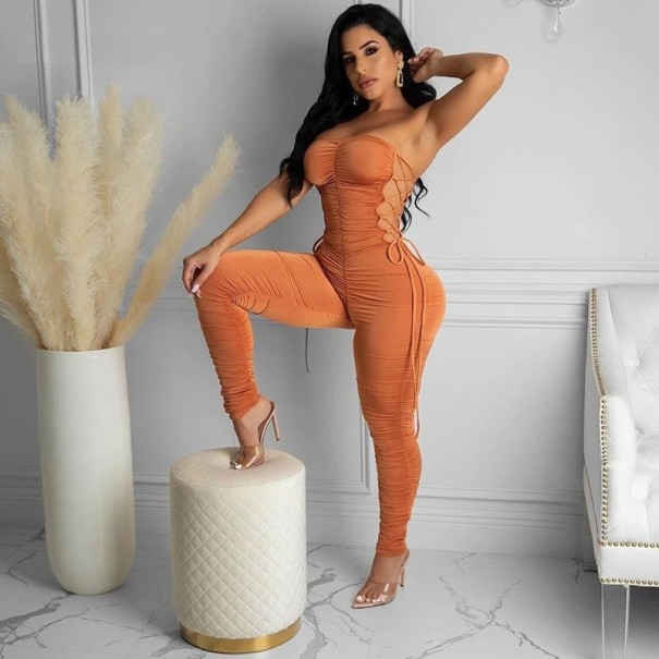 Dámsky sexi overal bez rukávov oranžová S