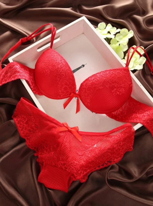Dámský sexy set kalhotek a podprsenky červená 80B