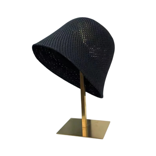 Dámský síťkovaný prodyšný klobouk 56–58 cm Polyester Letní lehký klobouk proti slunci Elegantní vzdušný doplněk černá
