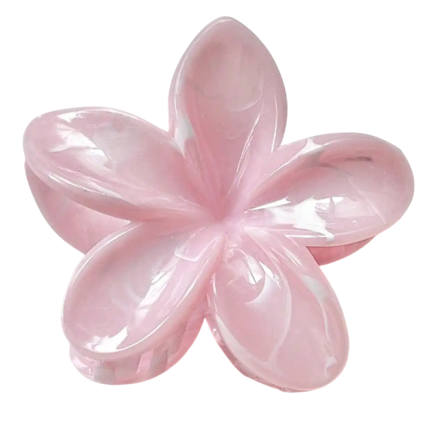 Dámský skřipec do vlasů 6 x 8 cm Elegantní květinový skřipec Kovová lesklá spona do vlasů Pevné uchycení účesu Stylový vlasový doplněk růžová