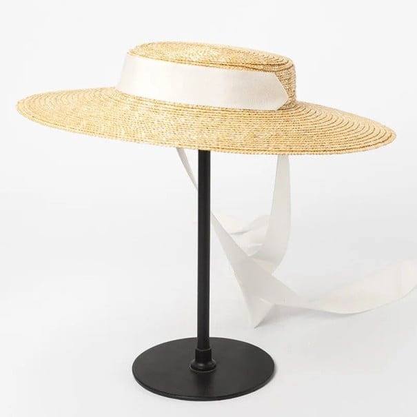 Dámský sluneční klobouk 56-58 cm Okraj 10 cm Slámový klobouk se stuhou Letní plážový klobouk Ochrana proti slunci 2