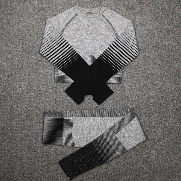 Dámsky športový crop top a legíny B1174 čierna M