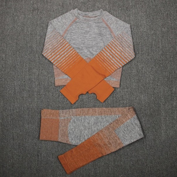 Dámsky športový crop top a legíny B1174 oranžová M
