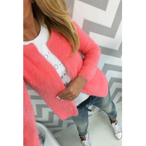 Dámský stylový cardigan J2448 tmavě růžová S