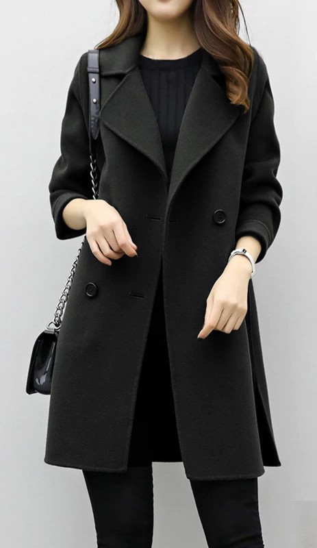 Dámský stylový kabát J1846 černá XS