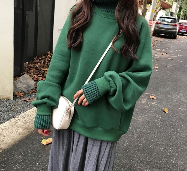 Dámsky sveter s rolákom zelená XL