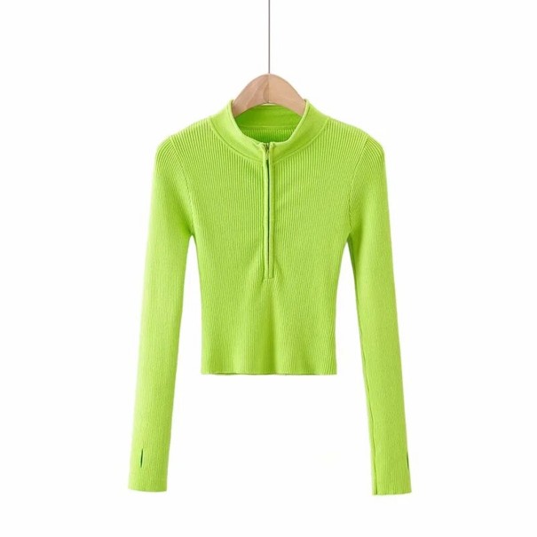 Dámsky sveter so zipsom G273 neónová zelená M