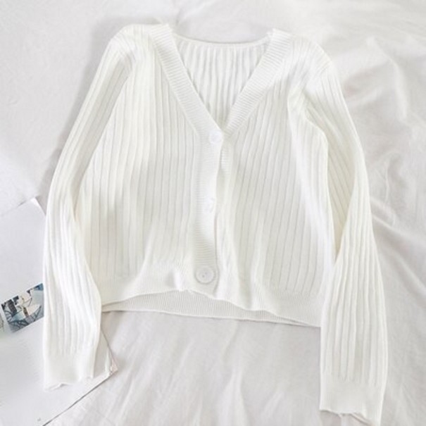 Dámský svetr na knoflíky G219 bílá