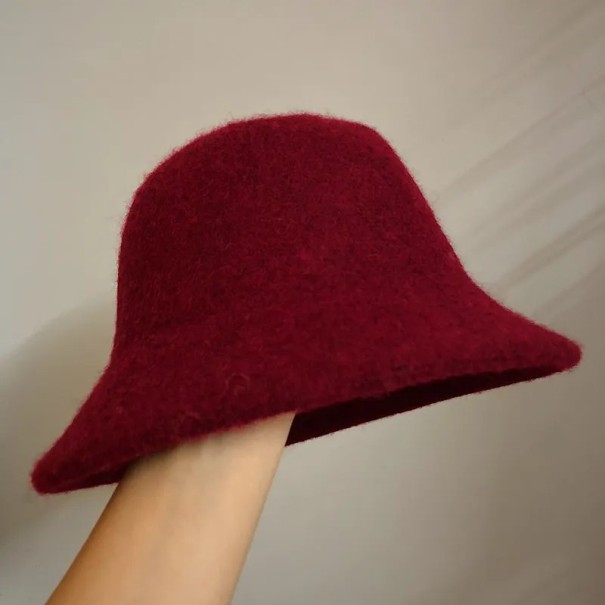 Dámský teplý vlněný klobouk Univerzální velikost Vlna polyester Hřejivý zimní klobouk Elegantní doplněk na podzim zimu vínová