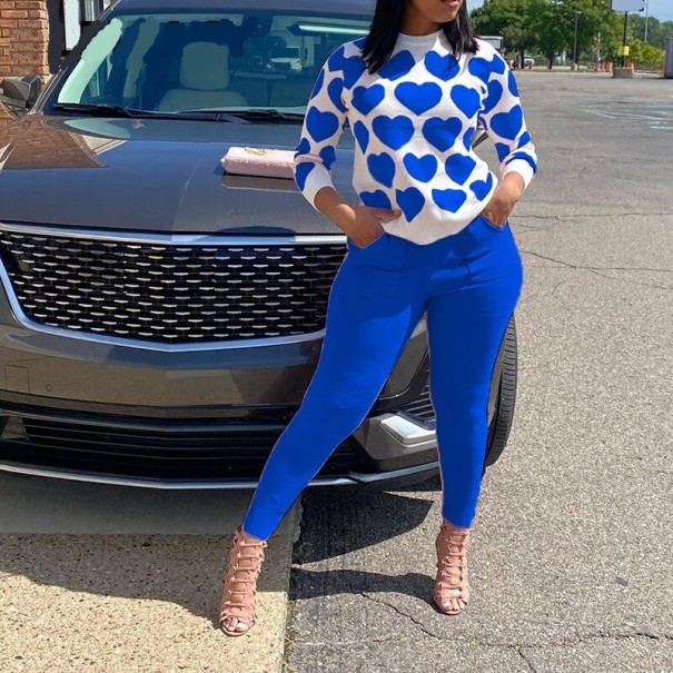 Dámsky top s dlhým rukávom a nohavice modrá L