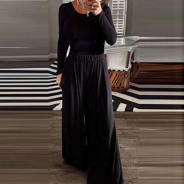 Dámský top s dlouhým rukávem a kalhoty B1084 černá S