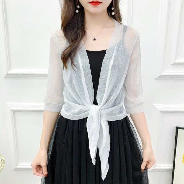 Dámský třpytivý cardigan P1585 bílá XL