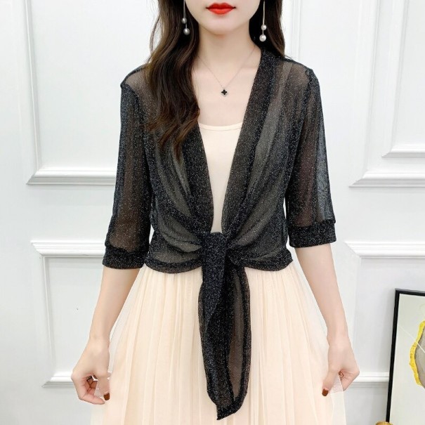 Dámský třpytivý cardigan P1585 černá S