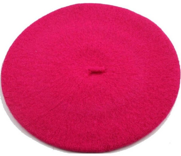 Dámský vlněný baret tmavě růžová