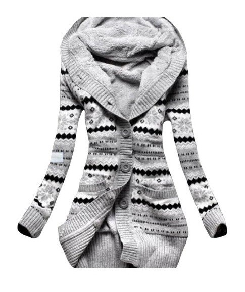 Dámsky zimný pletený kabát so vzorom M