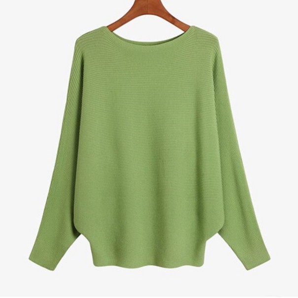 Damtröja med fladdermusärmar grön