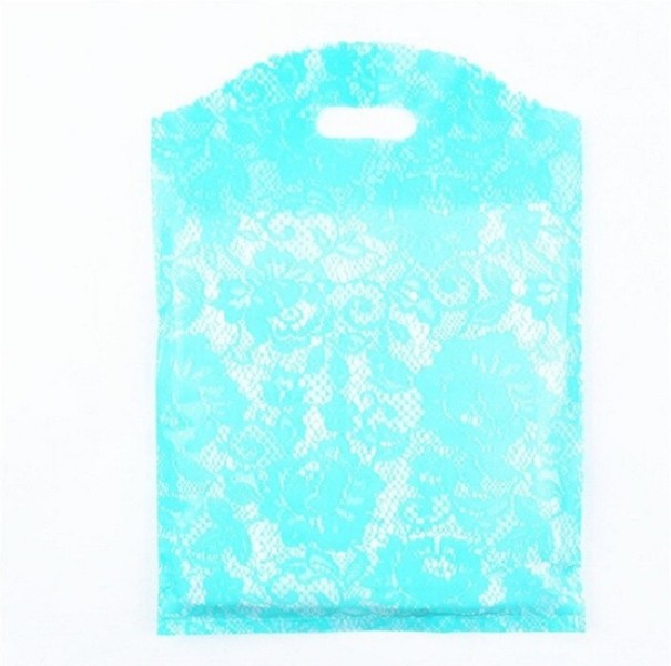Darčeková taška s čipkovaným vzorom 5 ks svetlo modrá L