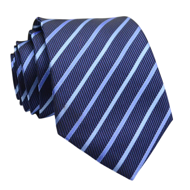 Dark Blue Striped Tie 146 x 8 cm Elegant Men's Suit Tie Stylish Accessory for Formal Events, Work and Everyday Wear 1